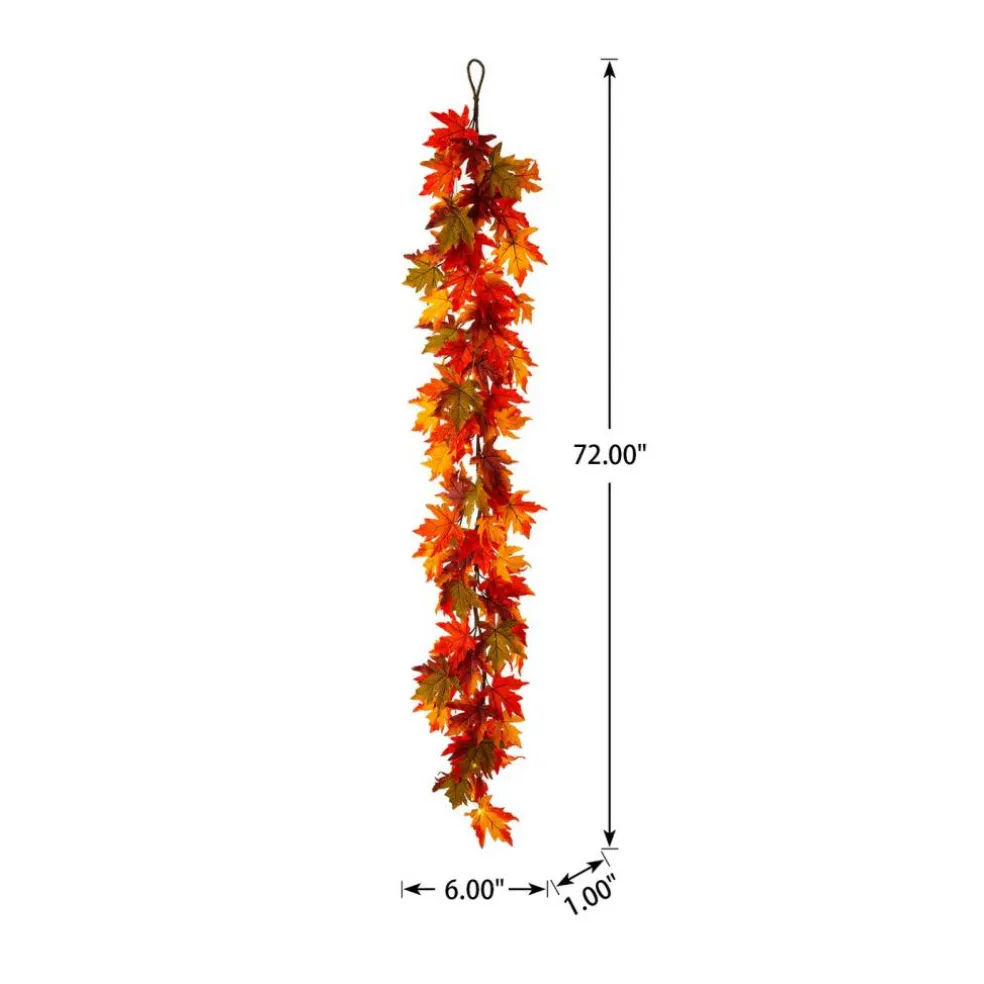 Set of 2 Fall Lighted Maple Leaves Wreath/Garland with Timer