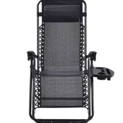 Set of 2 Folding Zero Gravity Recliner Chairs with Cup Holder Tray and Headrest for Patio or Lawn