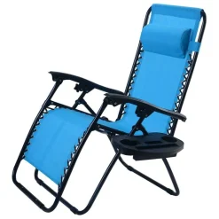 Set of 2 Folding Zero Gravity Recliner Chairs with Cup Holder Tray and Headrest for Patio or Lawn