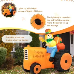 Set of 2 7ft Fall Lighted Inflatable Tractor Decor