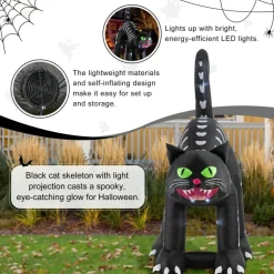 Set of 2 11FT Lighted Inflatable skeleton cat Decor