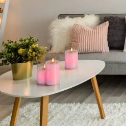 Set of 3 Glass Flameless LED Candles with Remote Control, Multi-Color Flickering Candles