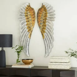 Set of 2 Gold MDF Modern Farmhouse Wall Decor, 39" x 14"