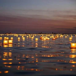 Set of 20 Gold Water Floating Candle Lanterns