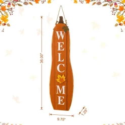 Set of 2 36"H Fall/Halloween Reversible Wood Pumpkin Porch Signs