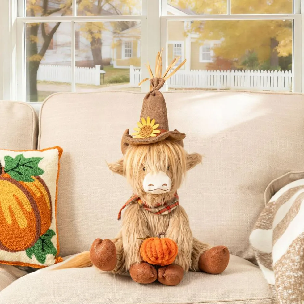 Set of 2 17.75"H Fall Highland Cow Shelf Sitter