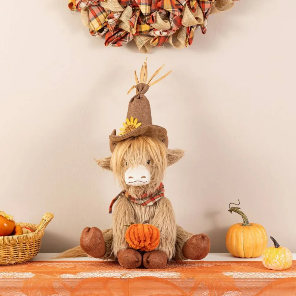 Set of 2 17.75"H Fall Highland Cow Shelf Sitter