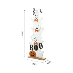 Set of 2 37.5"H Halloween Wooden Stacked Ghost Porch Decor