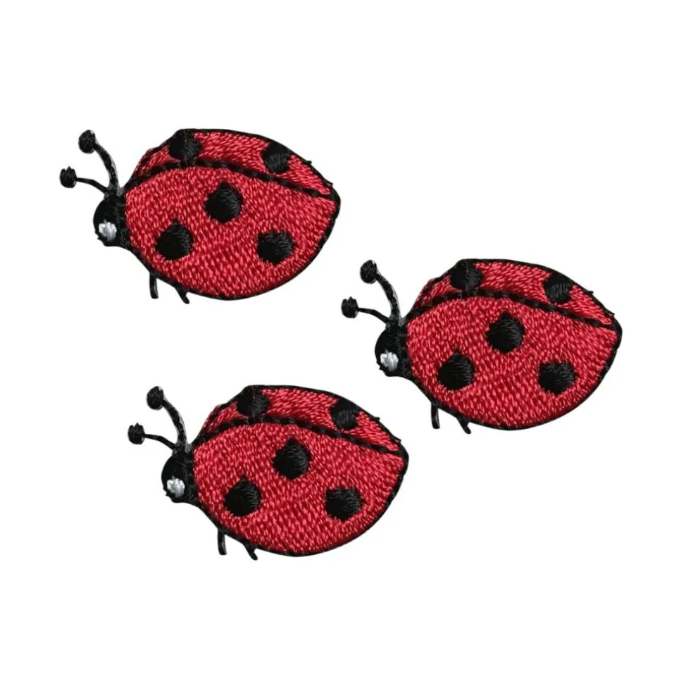 Set of 3, Mini Ladybug, Beetle, Embroidered, Iron on Patch