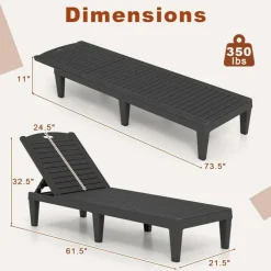 Set of 2 Outdoor Chaise Lounge Chairs with Adjustable Backrests