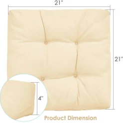 Set of 2 Outdoor Indoor Chair Cushions with Thick Cotton Filling and Reversible Design