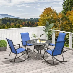 Set of 2 Outdoor Rocking Chairs with Breathable Backrest Design