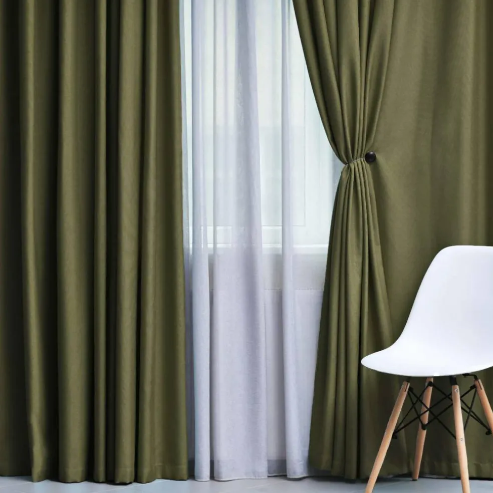 Set of 2 Panel Blackout Curtains Set, Durable Polyester Window Drapes with Thermal Insulation and Noise Reducing Features