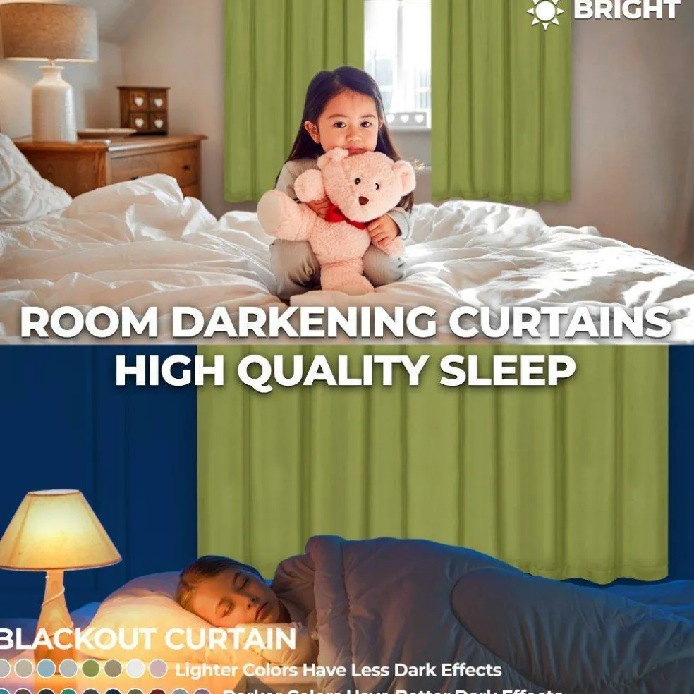 Set of 2 Panel Blackout Curtains Set, Durable Polyester Window Drapes with Thermal Insulation and Noise Reducing Features