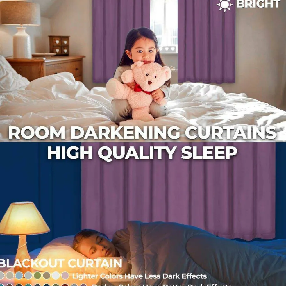 Set of 2 Panel Blackout Curtains Set, Durable Polyester Window Drapes with Thermal Insulation and Noise Reducing Features