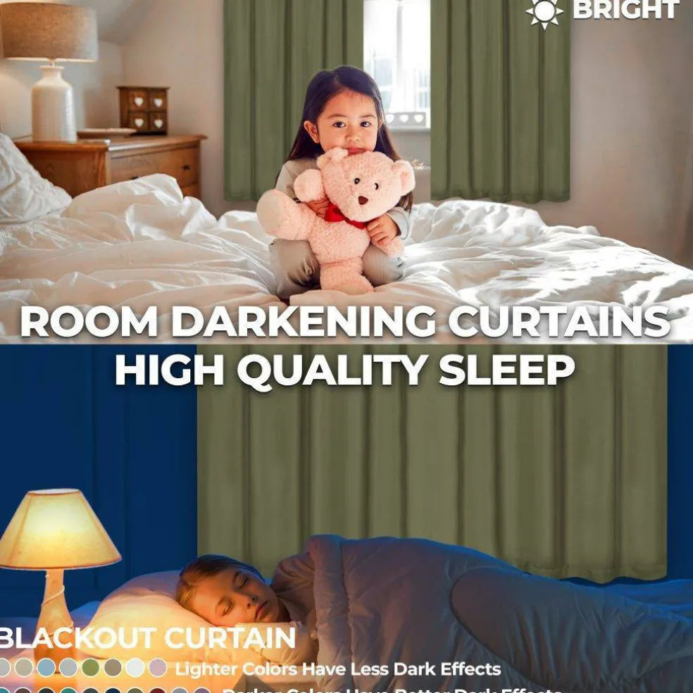 Set of 2 Panel Blackout Curtains Set, Durable Polyester Window Drapes with Thermal Insulation and Noise Reducing Features