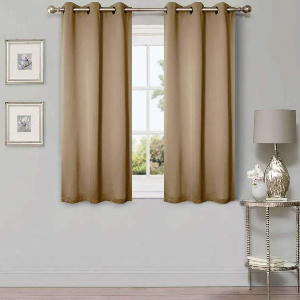 Set of 2 Panel Blackout Curtains Set, Durable Polyester Window Drapes with Thermal Insulation and Noise Reducing Features