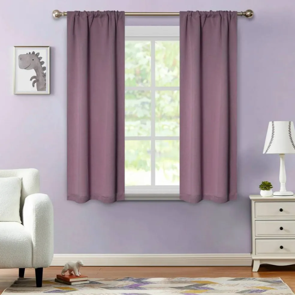 Set of 2 Panel Blackout Curtains Set, Durable Polyester Window Drapes with Thermal Insulation and Noise Reducing Features