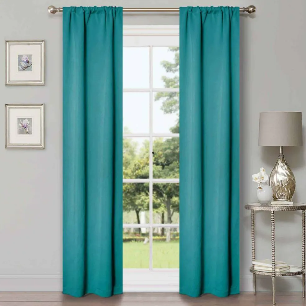 Set of 2 Panel Blackout Curtains Set, Durable Polyester Window Drapes with Thermal Insulation and Noise Reducing Features