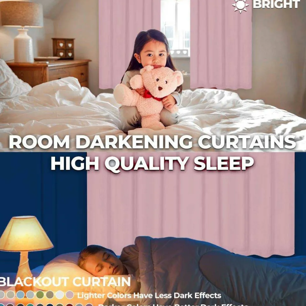 Set of 2 Panel Blackout Curtains Set, Durable Polyester Window Drapes with Thermal Insulation and Noise Reducing Features