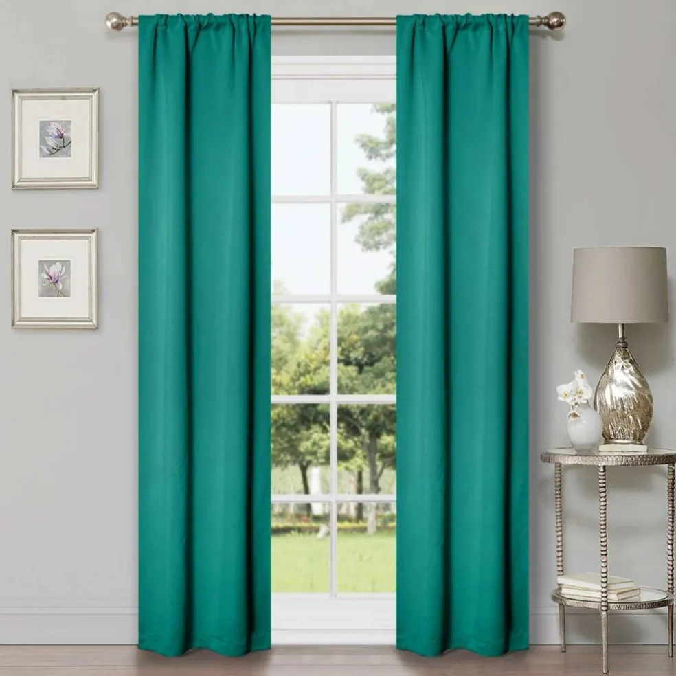 Set of 2 Panel Blackout Curtains Set, Durable Polyester Window Drapes with Thermal Insulation and Noise Reducing Features