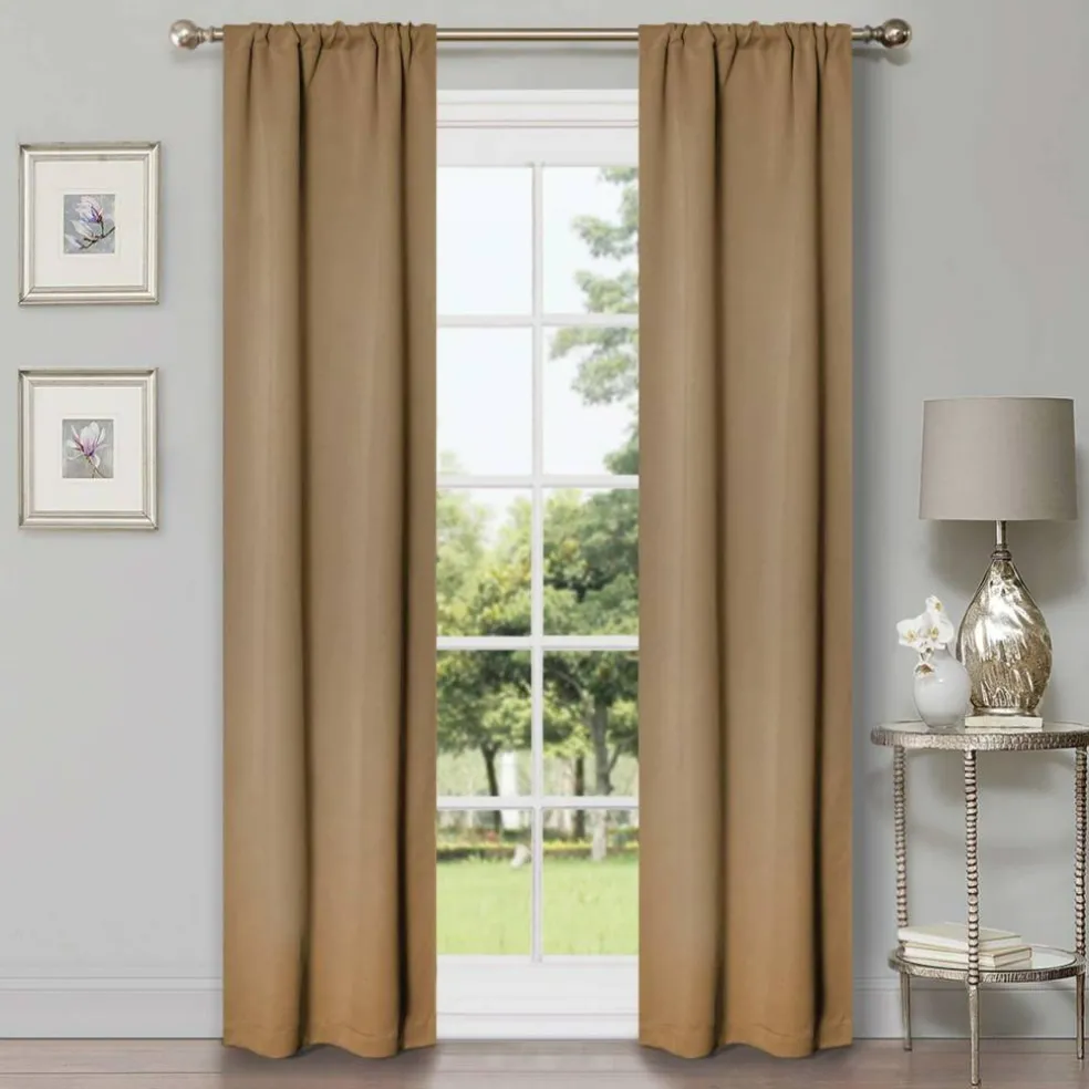 Set of 2 Panel Blackout Curtains Set, Durable Polyester Window Drapes with Thermal Insulation and Noise Reducing Features