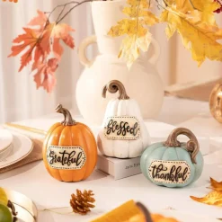 Set of 3 Resin Fall Pumpkins