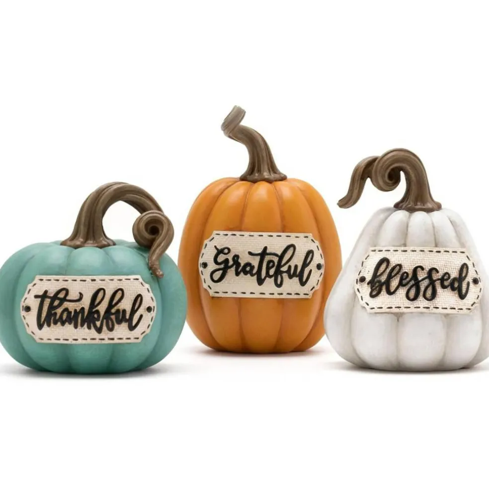 Set of 3 Resin Fall Pumpkins