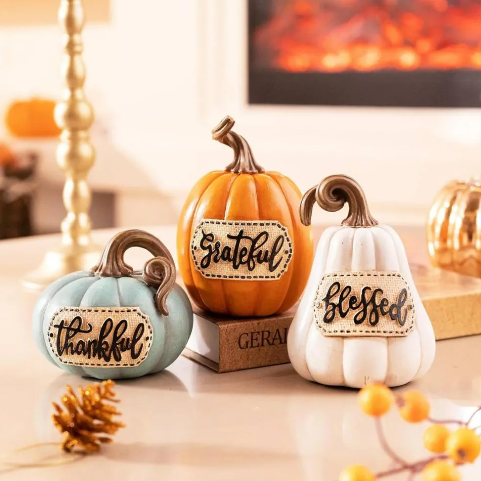 Set of 3 Resin Fall Pumpkins