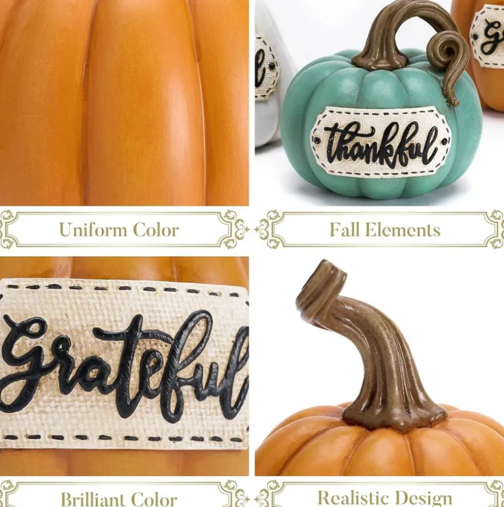 Set of 3 Resin Fall Pumpkins