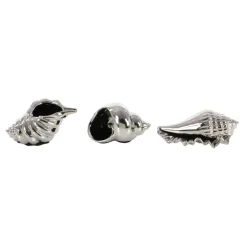 Set of 3 Silver Ceramic Coastal Shell Sculpture, 8