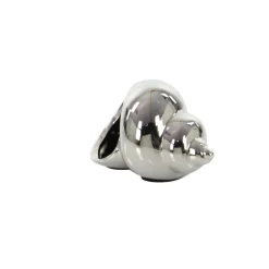 Set of 3 Silver Ceramic Coastal Shell Sculpture, 8