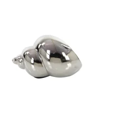 Set of 3 Silver Ceramic Coastal Shell Sculpture, 8
