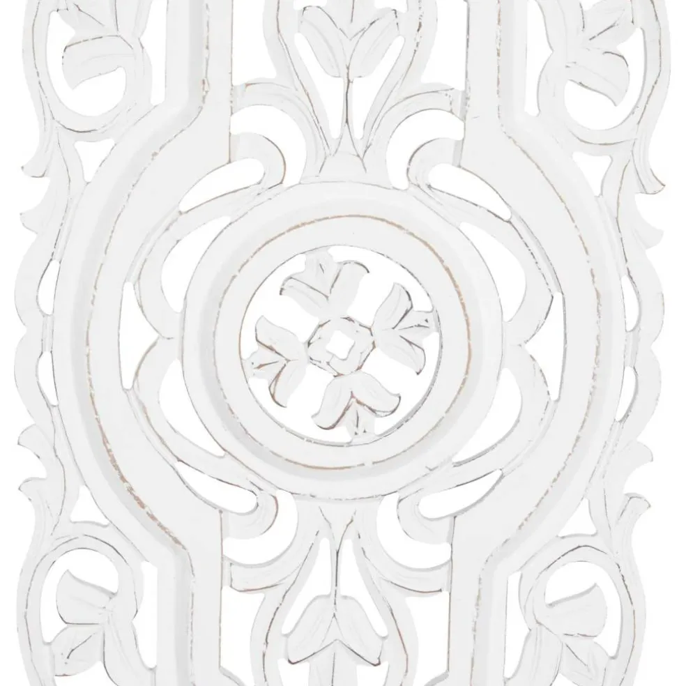 Set of 2 White Mango Wood Farmhouse Abstract Wall Decor, 16" x 48"