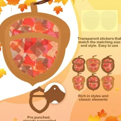 24 Sets Fall Acorn Tissue Paper Craft Kit – DIY Stained Glass Suncatcher Art Activity for Kids, Thanksgiving, Harvest Festival, Sunday School, Classroom & Home Crafts