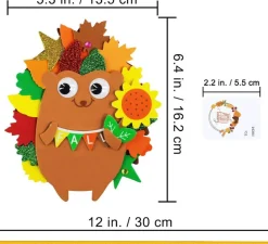 24 Sets Fall Hedgehog Craft Kit – DIY Autumn Foam Sticker Art Set | Thanksgiving Leafy Hedgehog Ornaments for Kids Classroom, Fall Party Favors & Holiday Arts and Crafts Activities