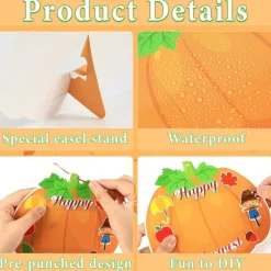 36 Sets Fall Thanksgiving Pumpkin Picture Frame Craft Kit for Kids – DIY Autumn Photo Frame Arts & Crafts Set with Stickers, Easel Stand & Hanging String, Classroom & Party Activity Supplies for Kids Ages 4–12