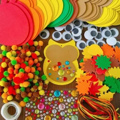 24 Sets Foam Owl Decorations DIY Fall Craft Kit (Orange, Yellow,Golden, Green, Brown, Red)