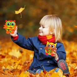 24 Sets Foam Owl Decorations DIY Fall Craft Kit (Orange, Yellow,Golden, Green, Brown, Red)