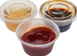 200 Sets - 2 Ounce Disposable Plastic Shot Cups with Lids, Souffle Portion Container