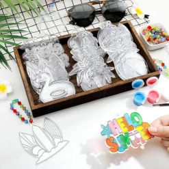 30 Sets Summer Suncatcher Craft Kits DIY Glow in the Dark Stained Glass Window Art Set with Paints, Brushes, Beads & Hooks for Kids Party Activities, Art Projects & Home Window Decoration