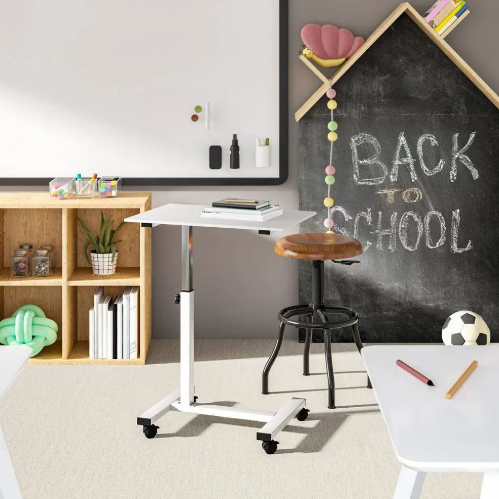 Seville Classics airLIFT Height Adjustable Mobile Rolling Laptop Cart Desk