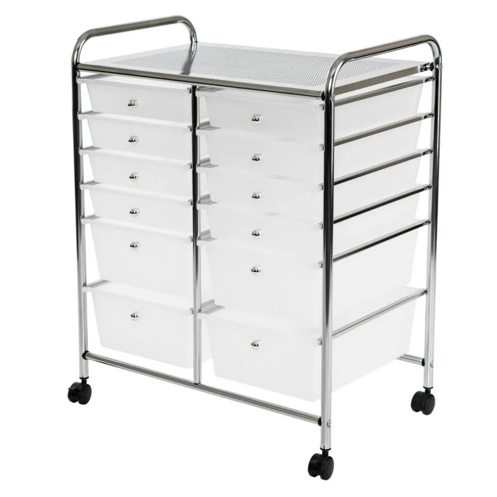 Seville Classics 12-Drawer Rolling Organizer Cart, 25.2" W x 15.2" D x 31.7" H