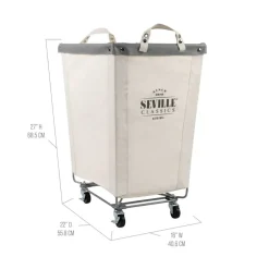 Seville Classics Heavy-Duty Rolling Laundry Hamper, Natural White