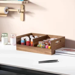 Seville Classics Large Acacia Desktop Organizer
