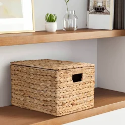 Seville Classics Medium Water Hyacinth Bin with Lid