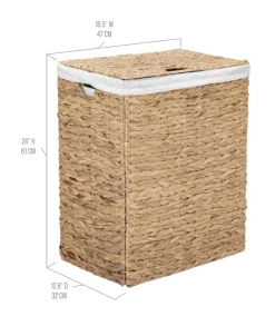 Seville Classics Natural Handwoven Lidded Laundry Hamper, 12.6
