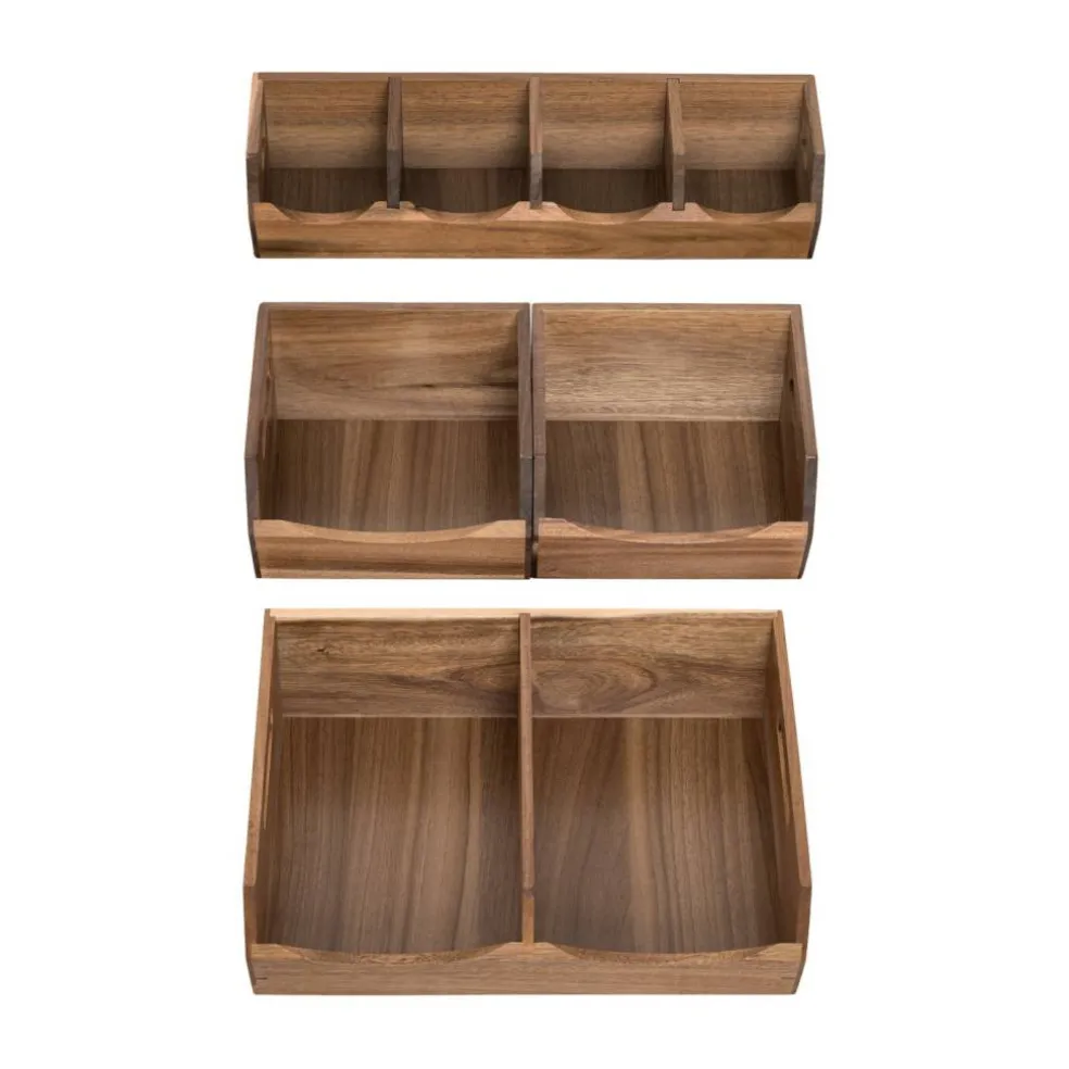 Seville Classics 4-Piece Stackable Acacia Bin Set