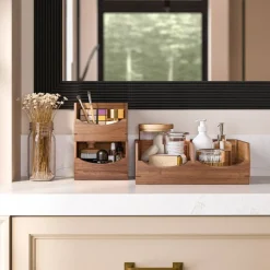 Seville Classics 4-Piece Stackable Acacia Bin Set