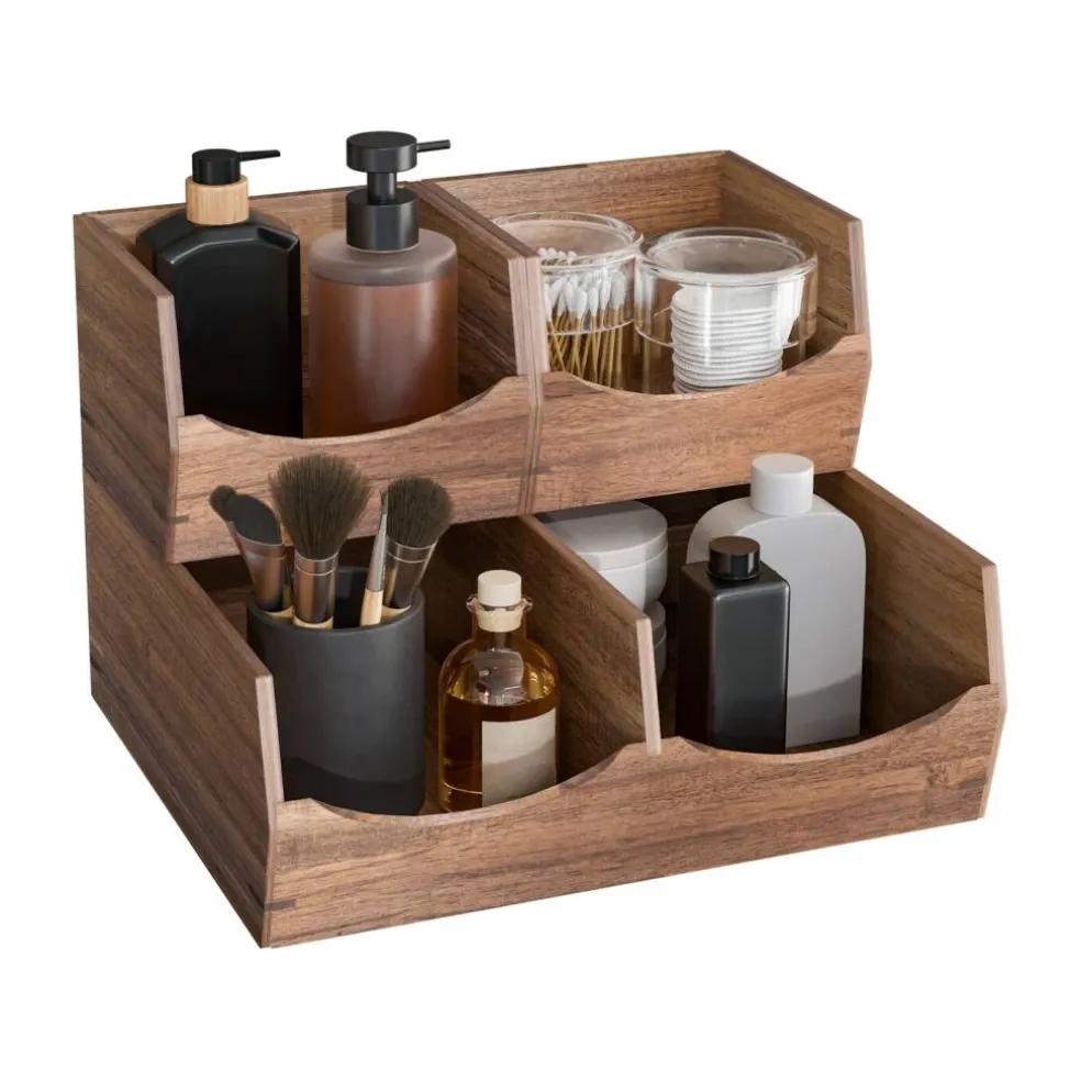 Seville Classics 4-Piece Stackable Acacia Bin Set